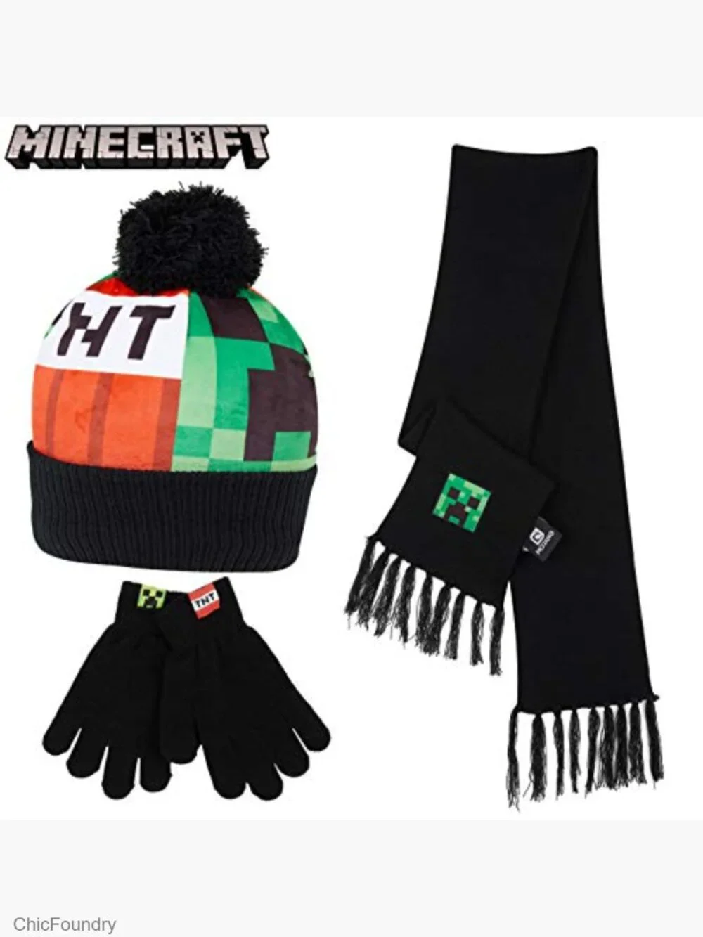3-Piece Winter Set Hat Scarf Gloves for Boys Teens
